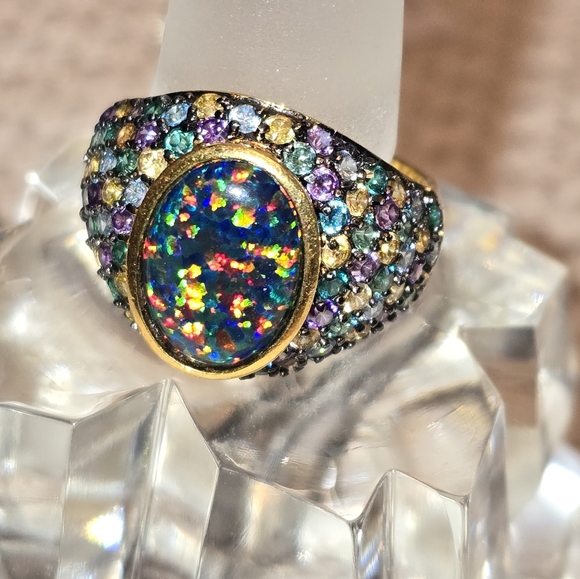 Beautiful Sterling Ring Sim. Fire Opal Mark 925 UTC. - Picture 1 of 6